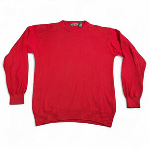 Vintage American Eagle Sweater Adult MEDIUM Red Cotton Ramie Knit 90s